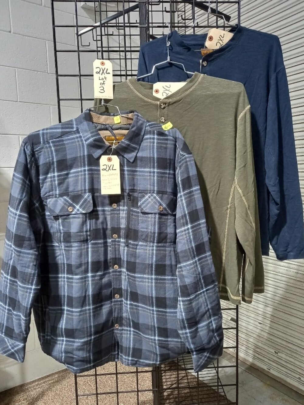 Men's Quilted Flannel Shirt + 2-Long Sleeve Henleys | 2XL